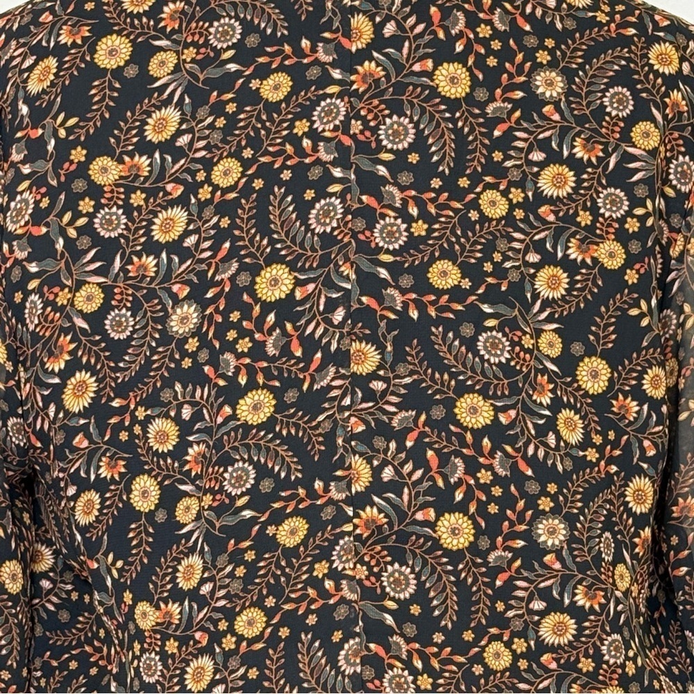 New! Evereve ‘Olivia’ Black Brown Floral Print Mini Dress Women’s Size Medium - Picture 8 of 12